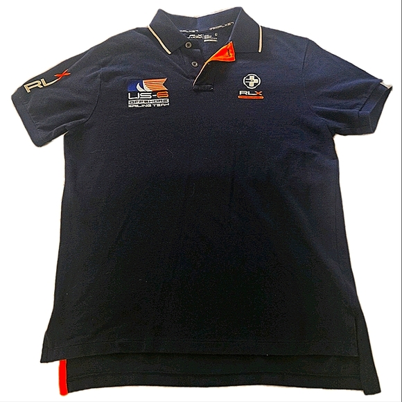 Ralph Lauren RXL Navy Polo with Embroidered Accents - Picture 1 of 3